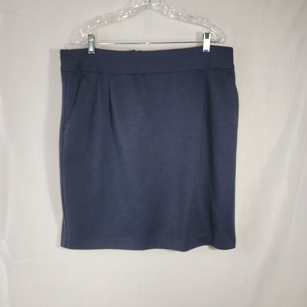George Navy Blue Pencil Skirt Size 16 Career Stretch Lined Pocket Back Zip